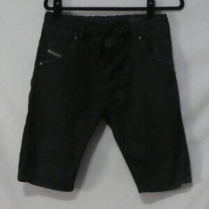 DIESEL DENIM - KROSHORT | size 30 | Black Denim Shorts | Elastic Waistband